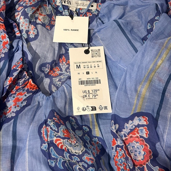 ZARA PRINTED 100% RAMIE TUNIC DRESS - Picture 16 of 16